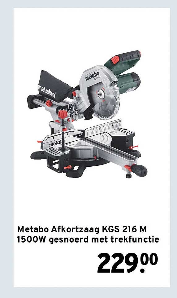 Metabo Afkortzaag KGS 216 M 1500W gesnoerd met trekfunctie