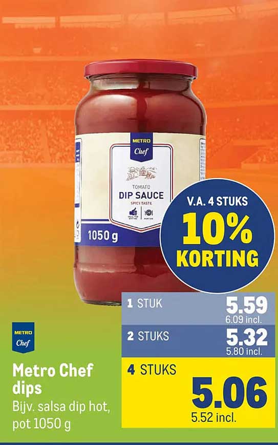 Metro Chef dips Bijv. salsa dip hot, pot 1050 g V.A. 4 STUKS 10% KORTING