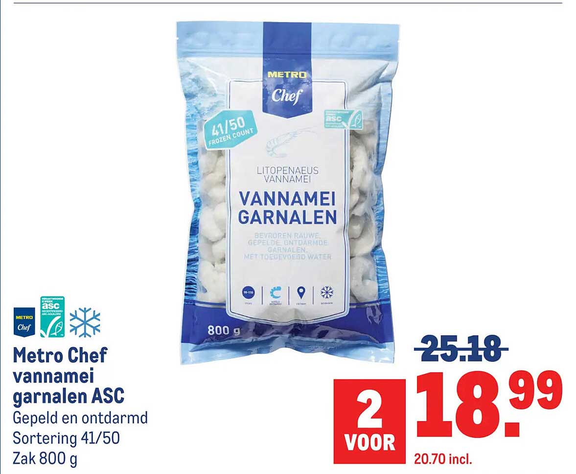 Metro Chef vannamei garnalen ASC 2 VOOR