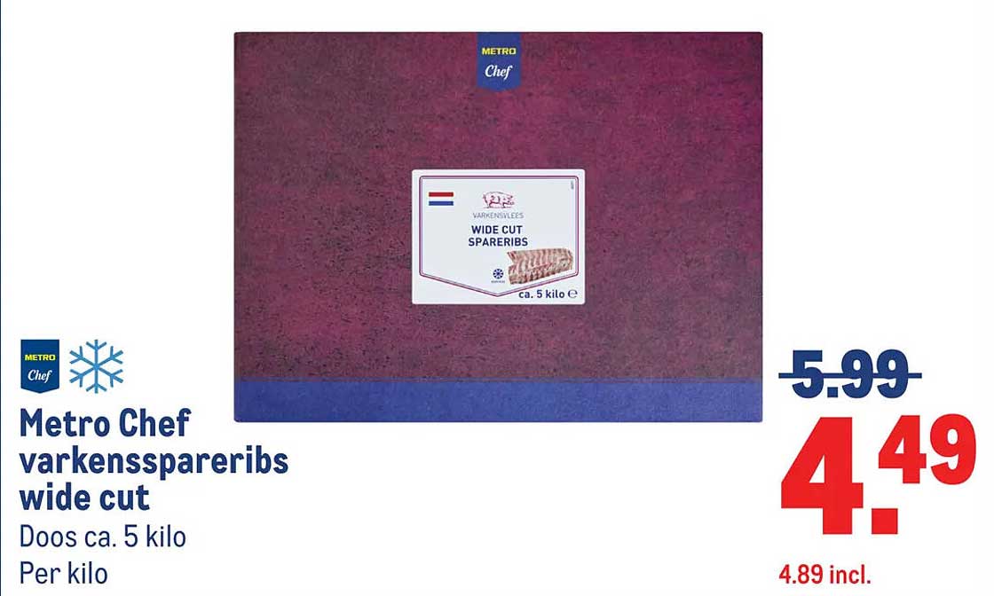 Metro Chef varkensspareribs wide cut