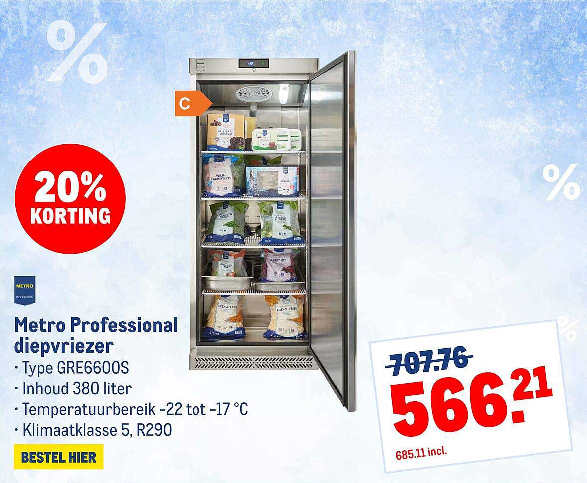 Metro Professional diepvriezer 20% KORTING