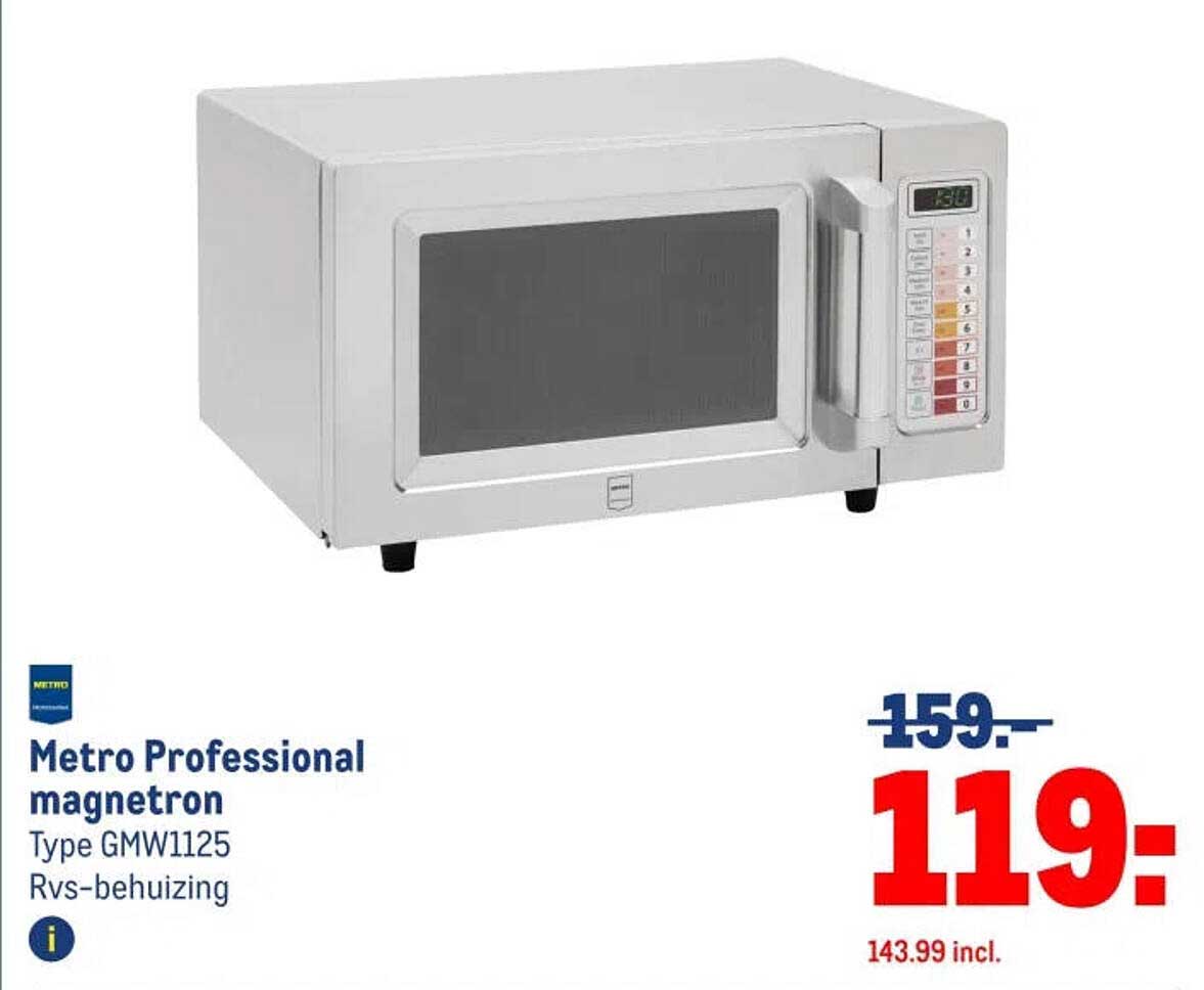 Metro Professional magnetron Type GMW1125 Rvs-behuizing