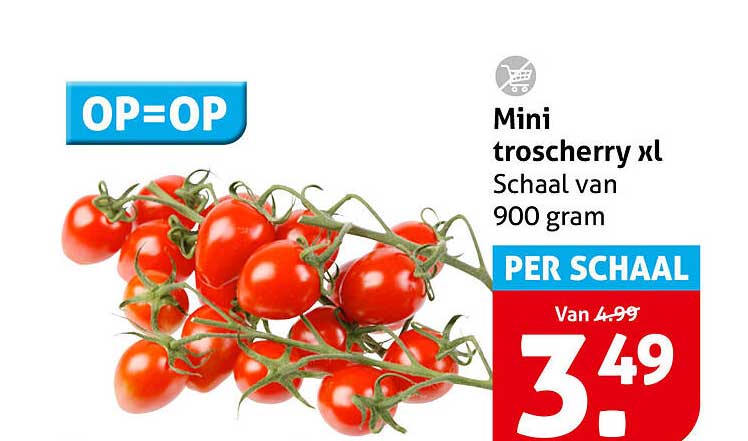 Mini troscherry xl Schaale van 900 gram PER SCHAAL OP=OP