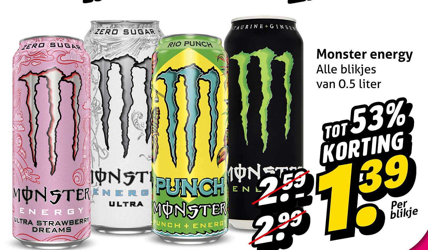 Monster energy Alle blikjes van 0.5 liter Tot 53% korting
