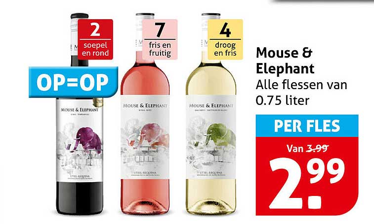 Mouse & Elephant Alle flessen van 0.75 liter PER FLES