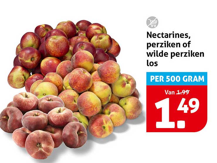 Nectarines, perziken of wilde perziken los PER 500 GRAM