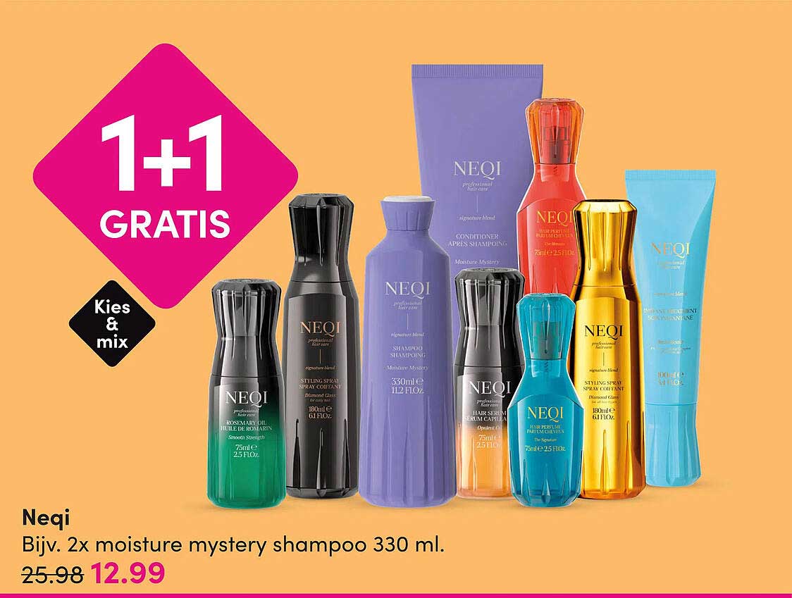 Neqi Bijv. 2x moisture mystery shampoo 330 ml. 1+1 GRATIS