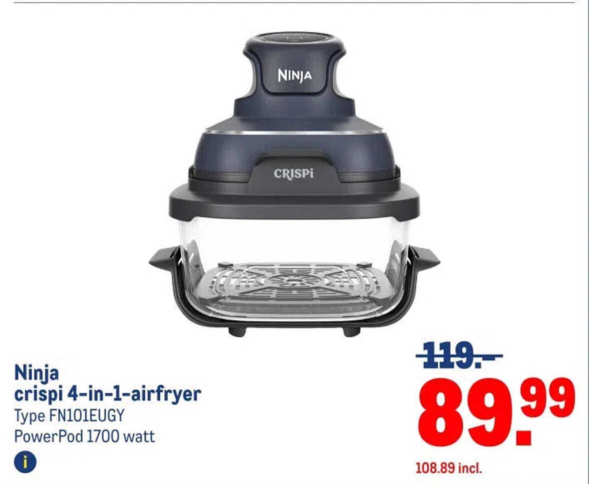 Ninja crispi 4-in-1-airfryer Type FN101EUGY PowerPod 1700 watt