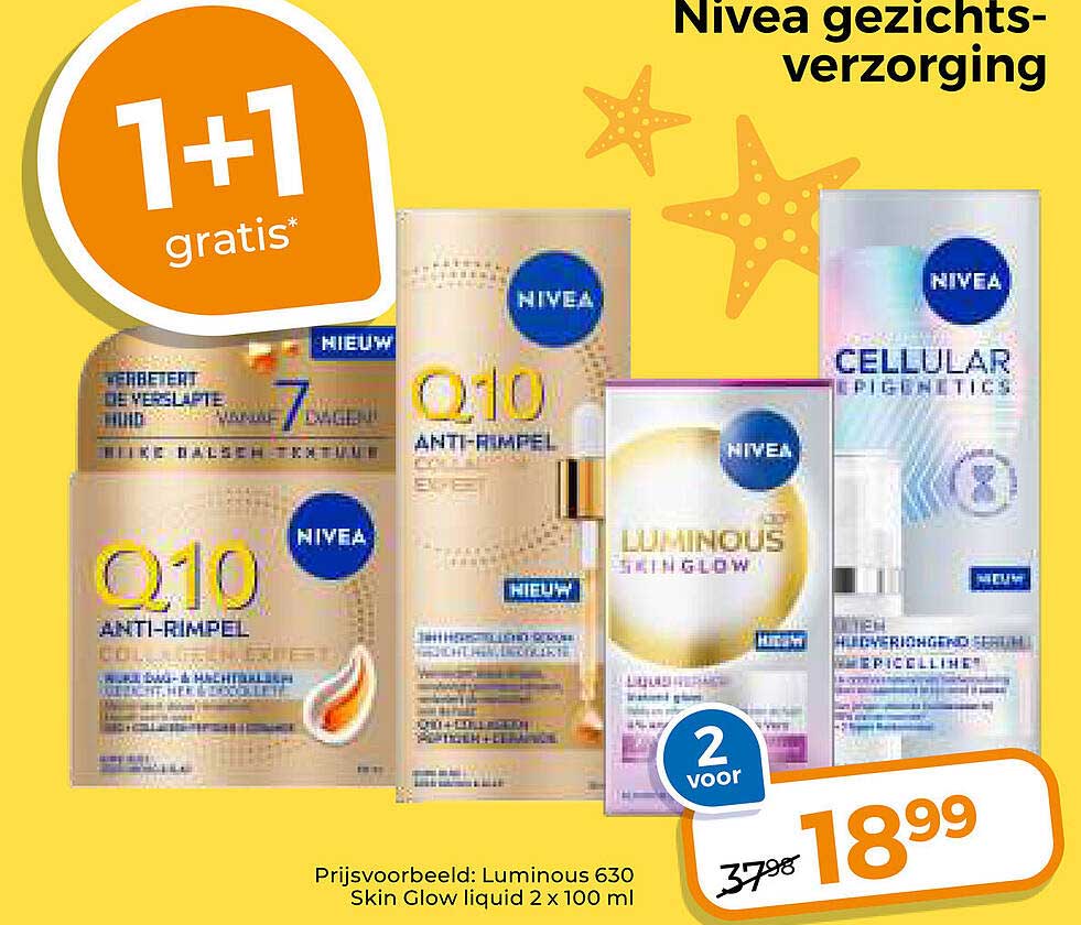 Nivea gezichtsverzorging 1+1 gratis