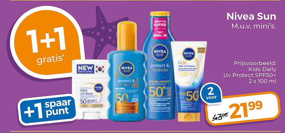 Nivea Sun M.u.v. mini’s. 1+1 gratis
