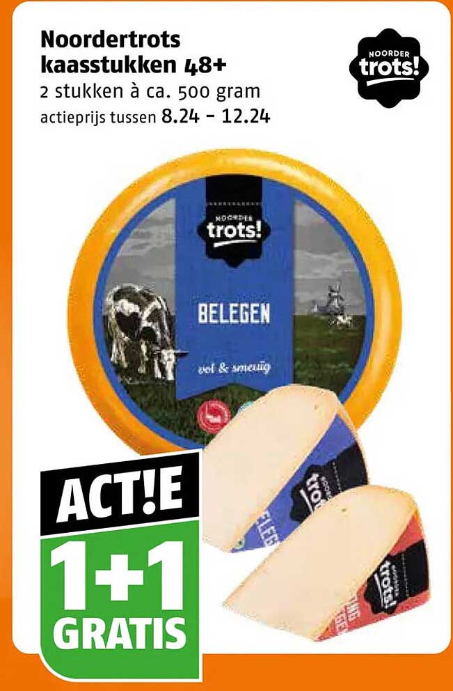 Noordertrots kaasstukken 48+ 1+1 gratis