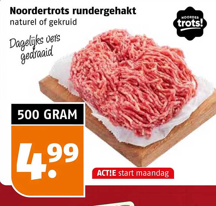 Noordertrots rundergehakt naturel of gekruid Dagelijks vers gedraaid