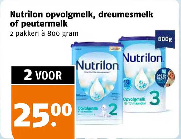 Nutrilon opvolgmelk, dreumesmelk of peutermelk 2 pakken à 800 gram 2 voor