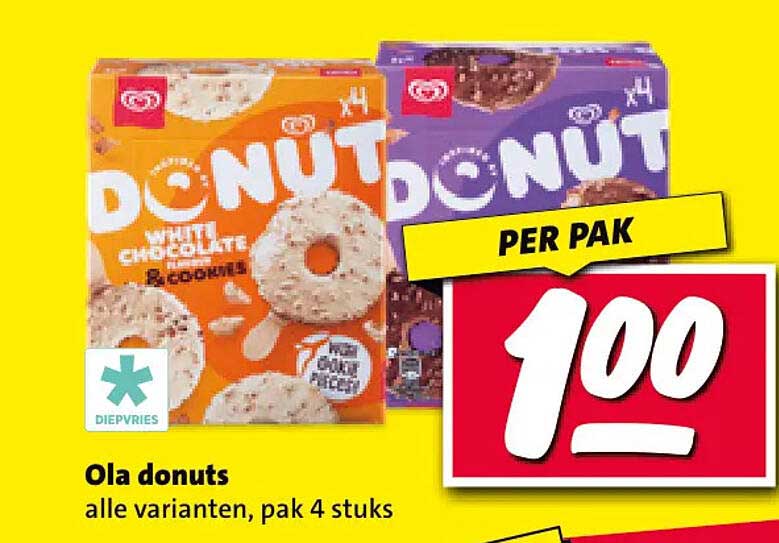 Ola donuts alle varianten, pak 4 stuks