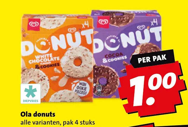 Ola donuts alle varianten, pak 4 stuks