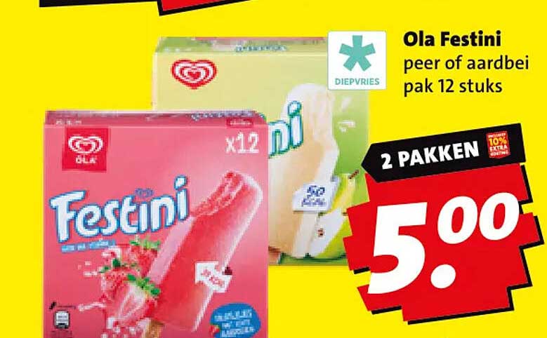 Ola Festini peer of aardbei pak 12 stuks 2 pakken