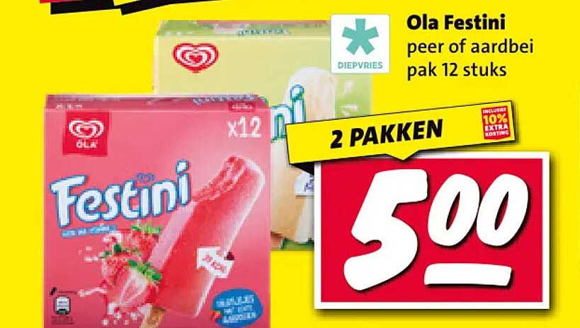 Ola Festini peer of aardbei pak 12 stuks 2 pakken