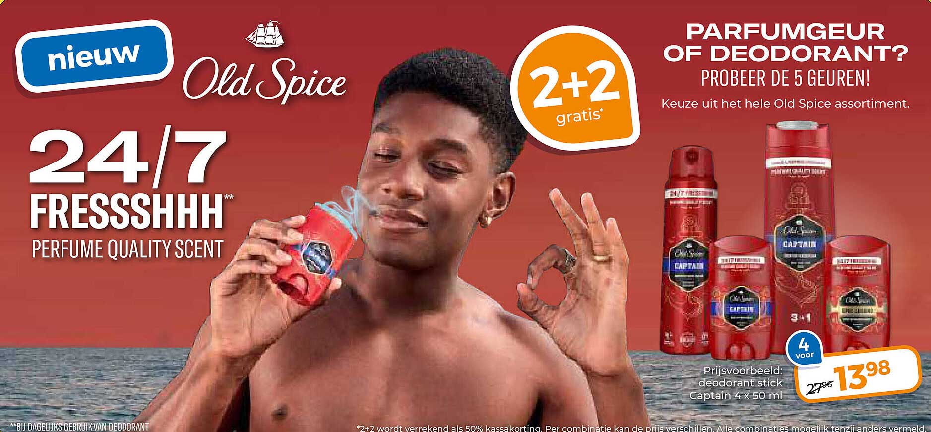 Old Spice 24/7 Fressshhh Perfume Quality Scent 2+2 gratis