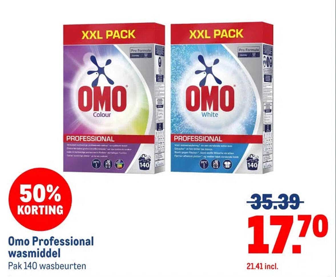 Omo Professional wasmiddel Pak 140 wasbeurten 50% KORTING