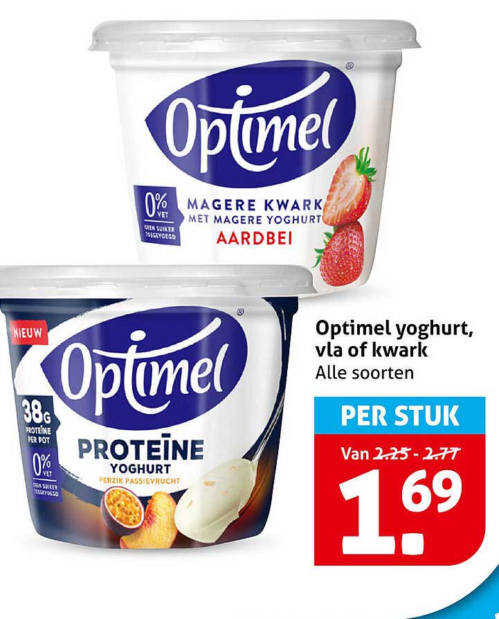 Optimel yoghurt, vla of kwark Alle soorten PER STUK