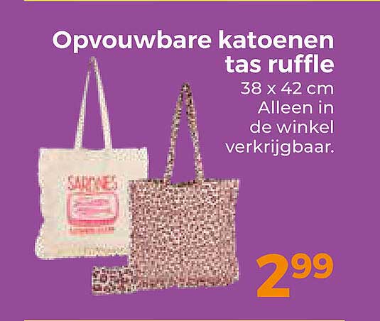 Opvouwbare katoenen tas ruffle