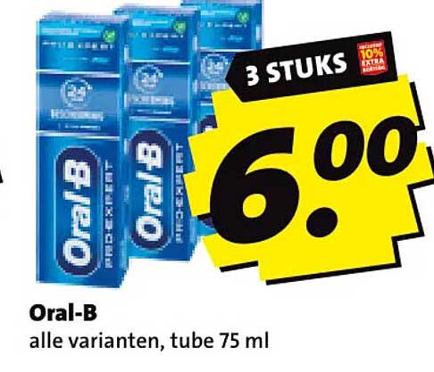 Oral-B alle varianten, tube 75 ml 3 STUKS