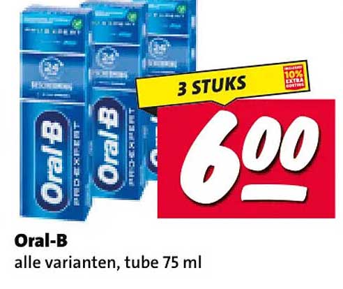 Oral-B alle varianten, tube 75 ml 3 STUKS