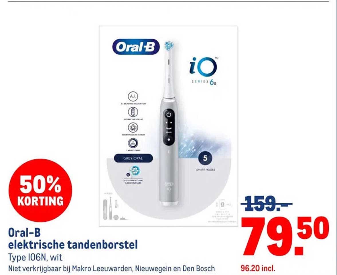 Oral-B elektrische tandenborstel Type iO6N, wit 50% KORTING