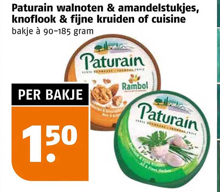 Paturain walnoten & amandelstukjes, knoflook & fijne kruiden of cuisine bakje à 90-185 gram