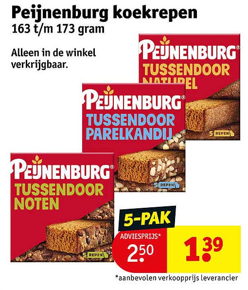 Peijnenburg koekenrepen 163 t/m 173 gram