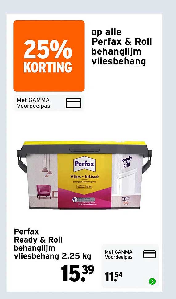Perfax Ready & Roll behanglijm vliesbehang 2.25 kg 25% KORTING