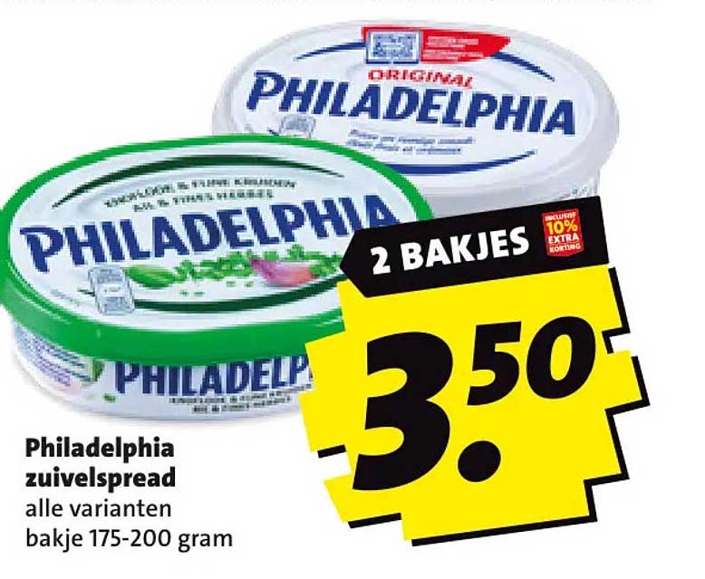 Philadelphia zuivelspread alle varianten bakje 175-200 gram 2 bakjes