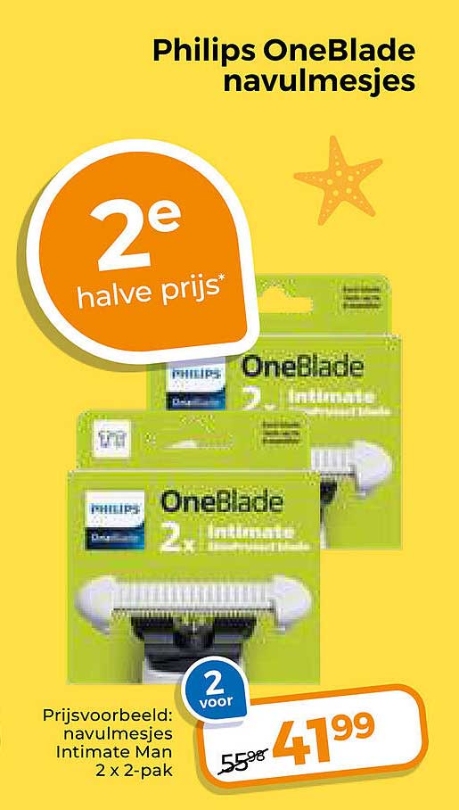 Philips OneBlade navulmesjes 2e halve prijs