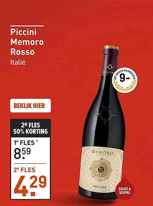 Piccini Memoro Rosso Italië 2e fles 50% korting