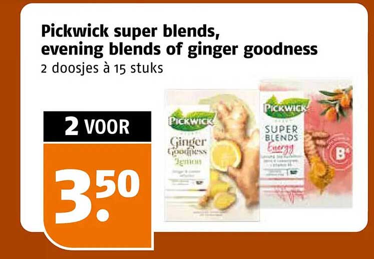 Pickwick super blends, evening blends of ginger goodness 2 doosjes à 15 stuks