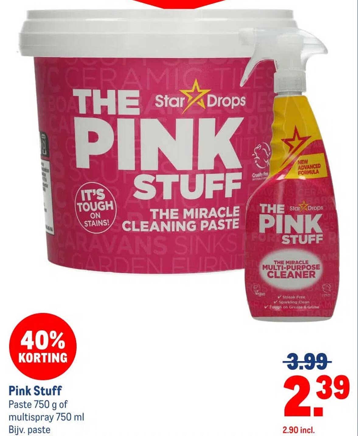 Pink Stuff Paste 750 g of multispray 750 ml Bijv. paste