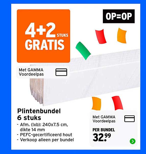 Plintenbundel 6 stuks 4+2 stuks gratis