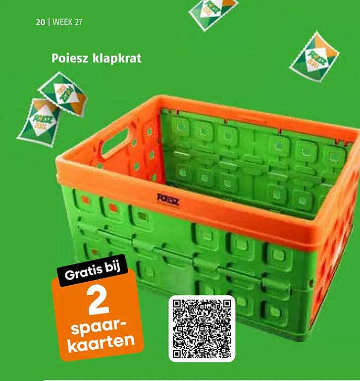 Poiesz klapkrat Gratis bij 2 spaar-kaarten