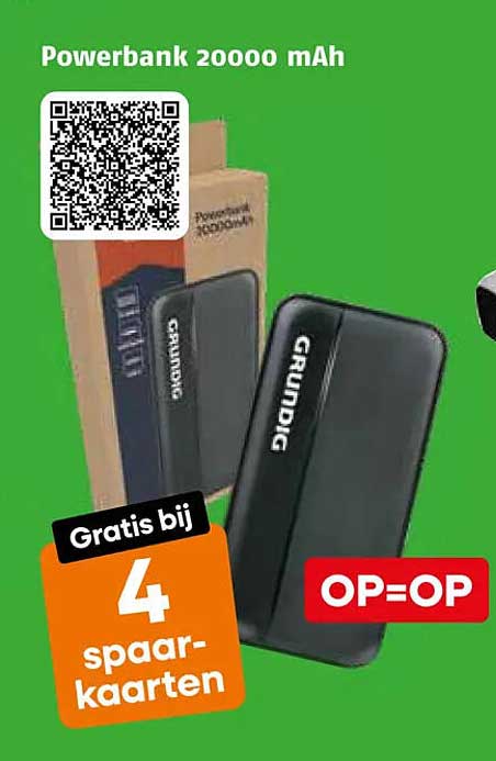Powerbank 20000 mAh Gratis bij 4 spaar-kaarten OP=OP
