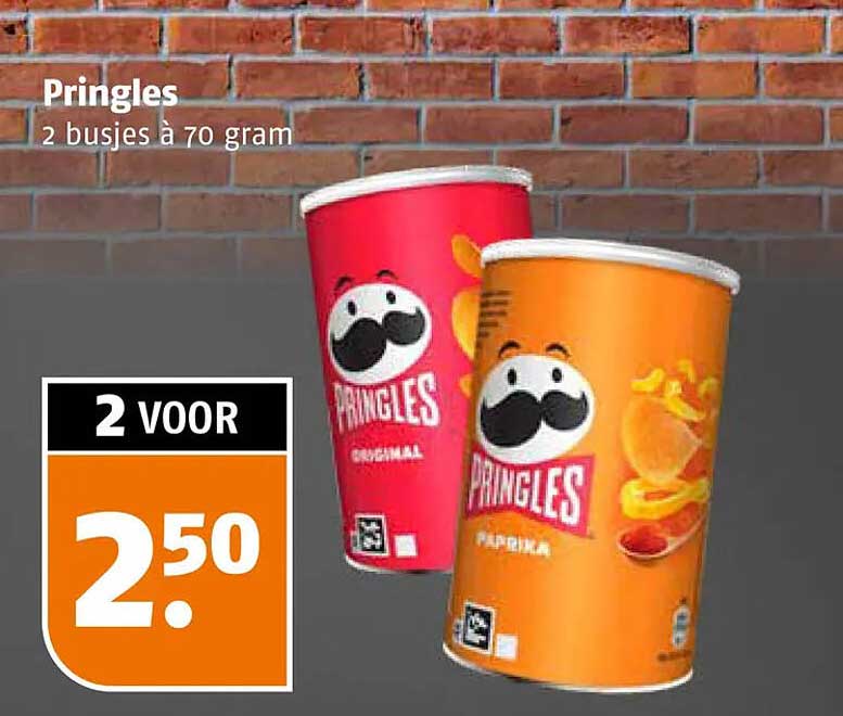 Pringles 2 busjes à 70 gram 2 voor 2,50