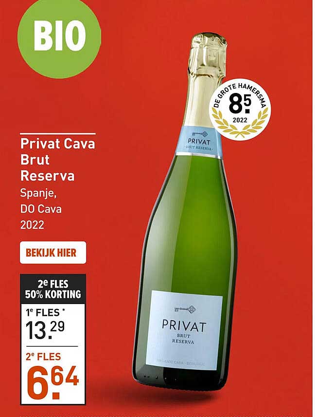 Privat Cava Brut Reserva Spanje, DO Cava 2022 2e fles 50% korting