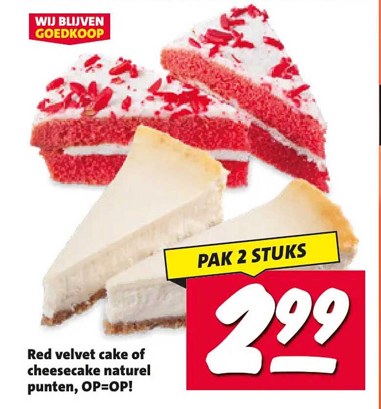 Red velvet cake of cheesecake naturel punten, OP=OP! PAK 2 STUKS