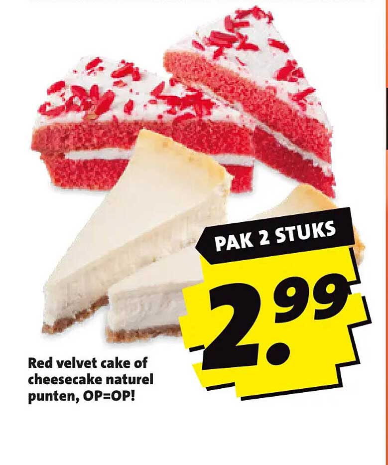 Red velvet cake of cheesecake naturel punten, OP=OP! Pak 2 stuks