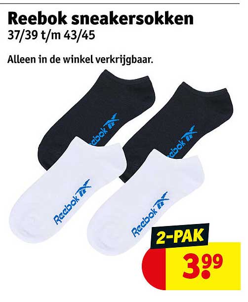 Reebok sneakersokken 37/39 t/m 43/45 2-PAK