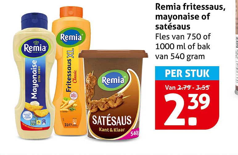 Remia fritessaus, mayonaise of satésaus