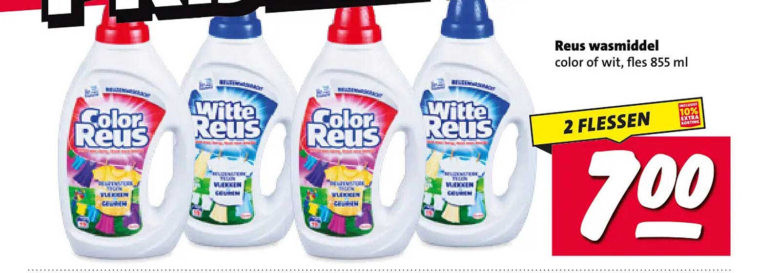 Reus wasmiddel color of wit, fles 855 ml 2 FLESSEN
