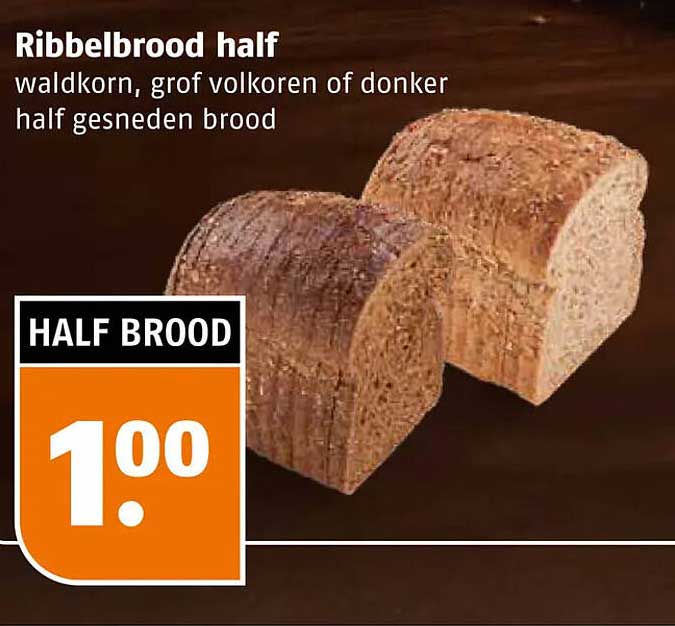 Ribbelbrood half waldkorn, grof volkoren of donker half gesneden brood