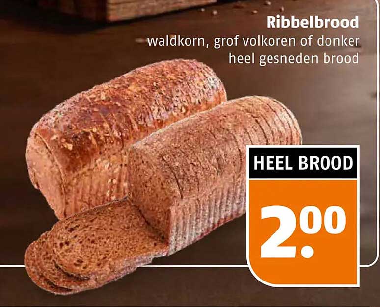 Ribbelbrood waldkorn, grof volkoren of donker heel gesneden brood