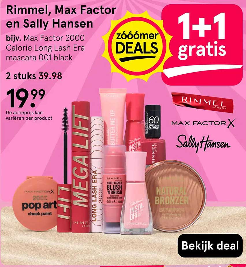 Rimmel, Max Factor en Sally Hansen 1+1 gratis