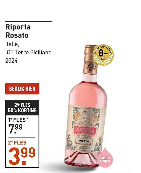 Riporta Rosato Italië, IGT Terre Siciliane 2024 2e FLES 50% KORTING